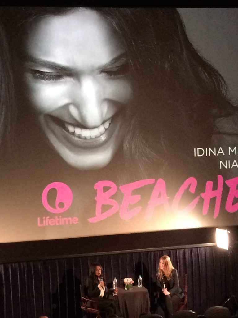Q&A with Nia Long before the screening and Idina Menzel is watching.