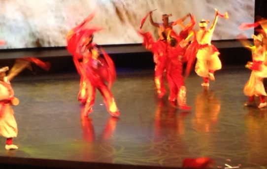 The Sunshine Group doing one of their dances in traditional costumes.