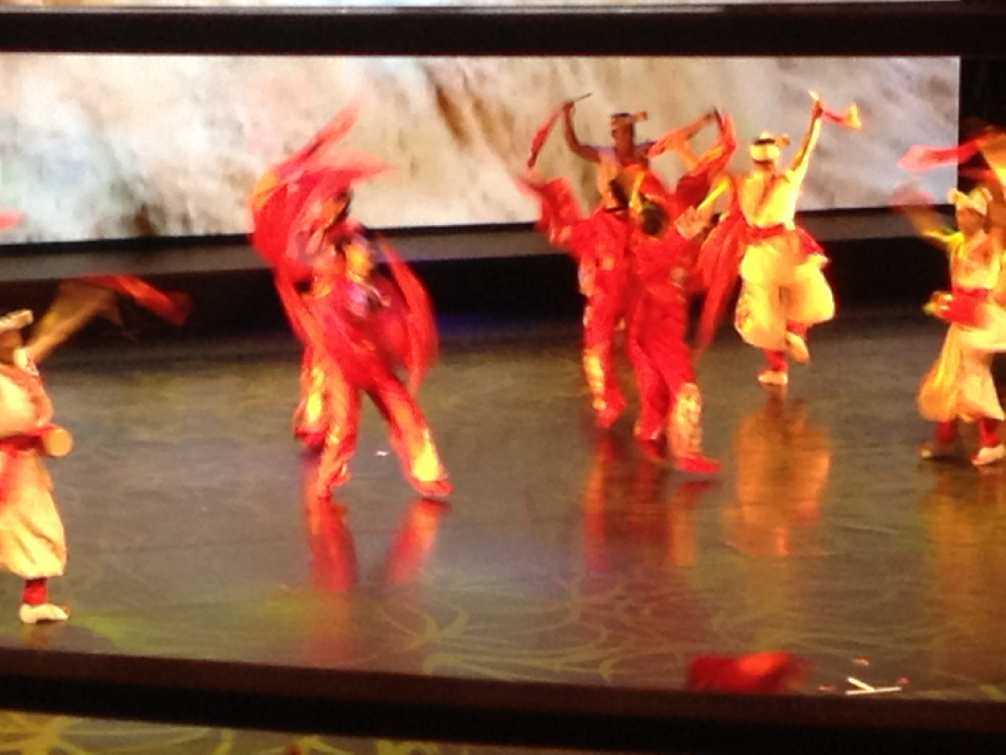 The Sunshine Group doing one of their dances in traditional costumes.