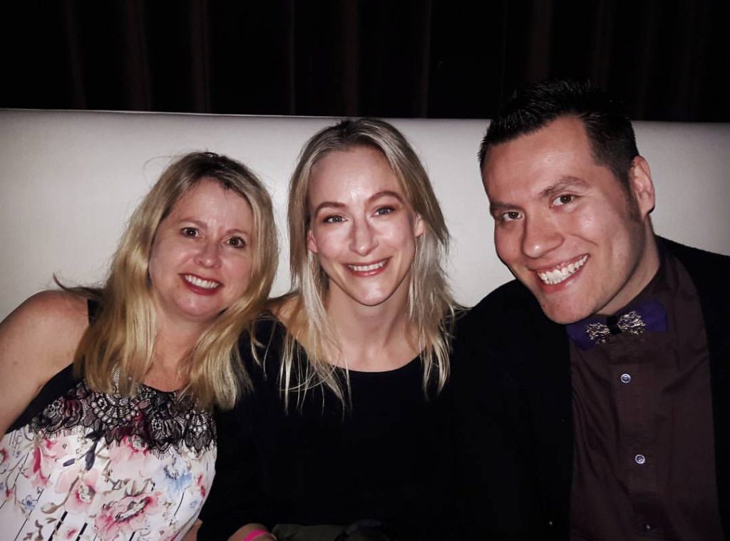 Kim, me and Victor are waiting for the show to start.