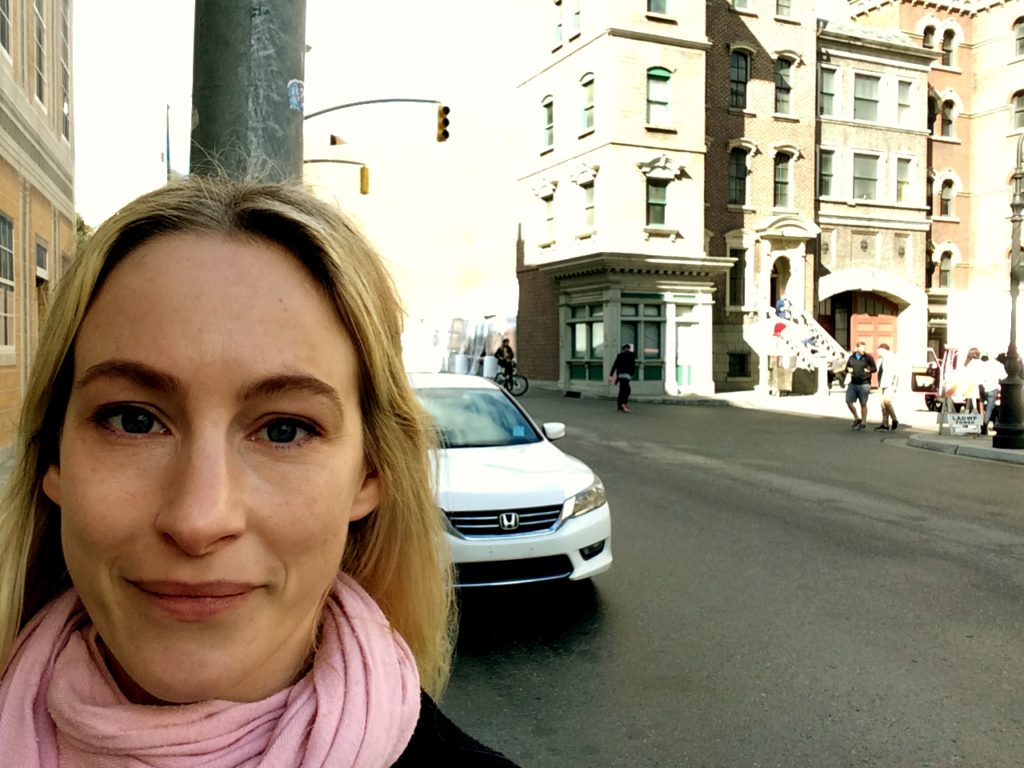 We were filming on the New York street at Universal Stuidos.