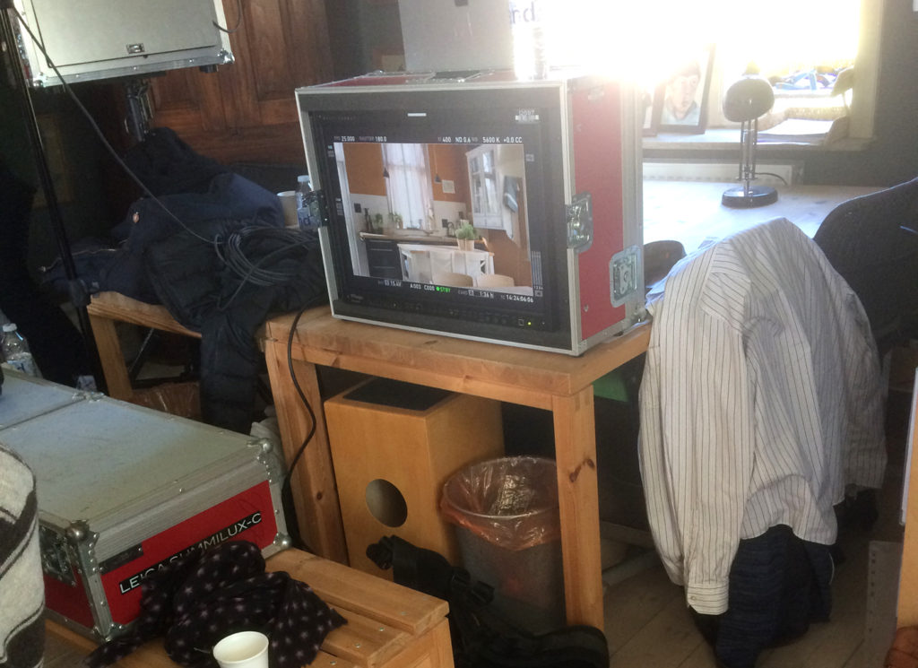 The monitor shows the set where my scene is going to be filmed.