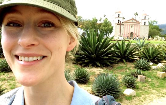 At the old mission in Santa Barbara.