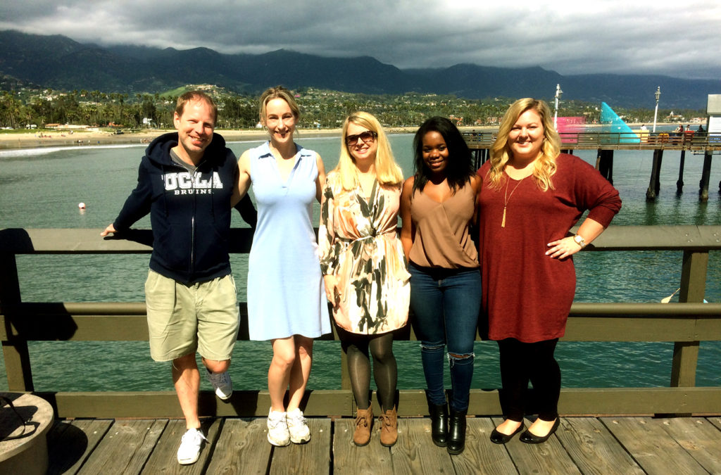 Mikael, I, Kim, Gioya and Ellinor on the Wharf.